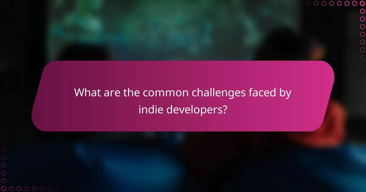 What are the common challenges faced by indie developers?