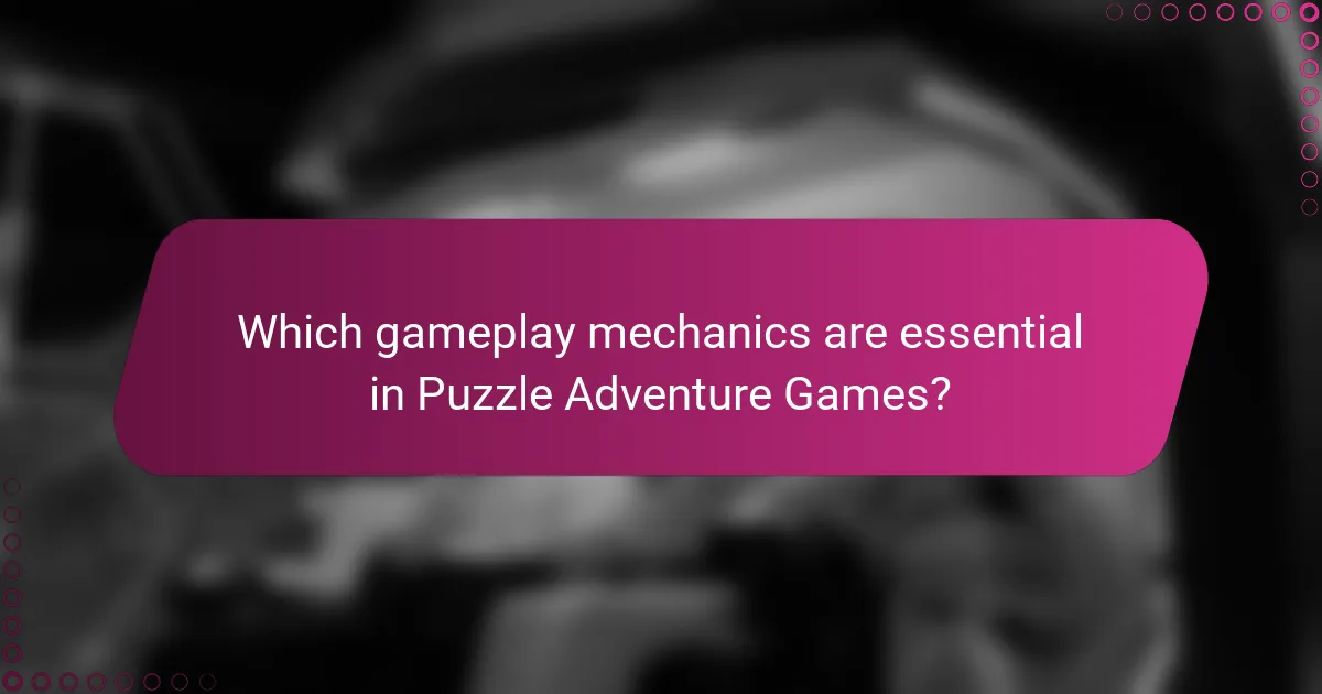 Which gameplay mechanics are essential in Puzzle Adventure Games?