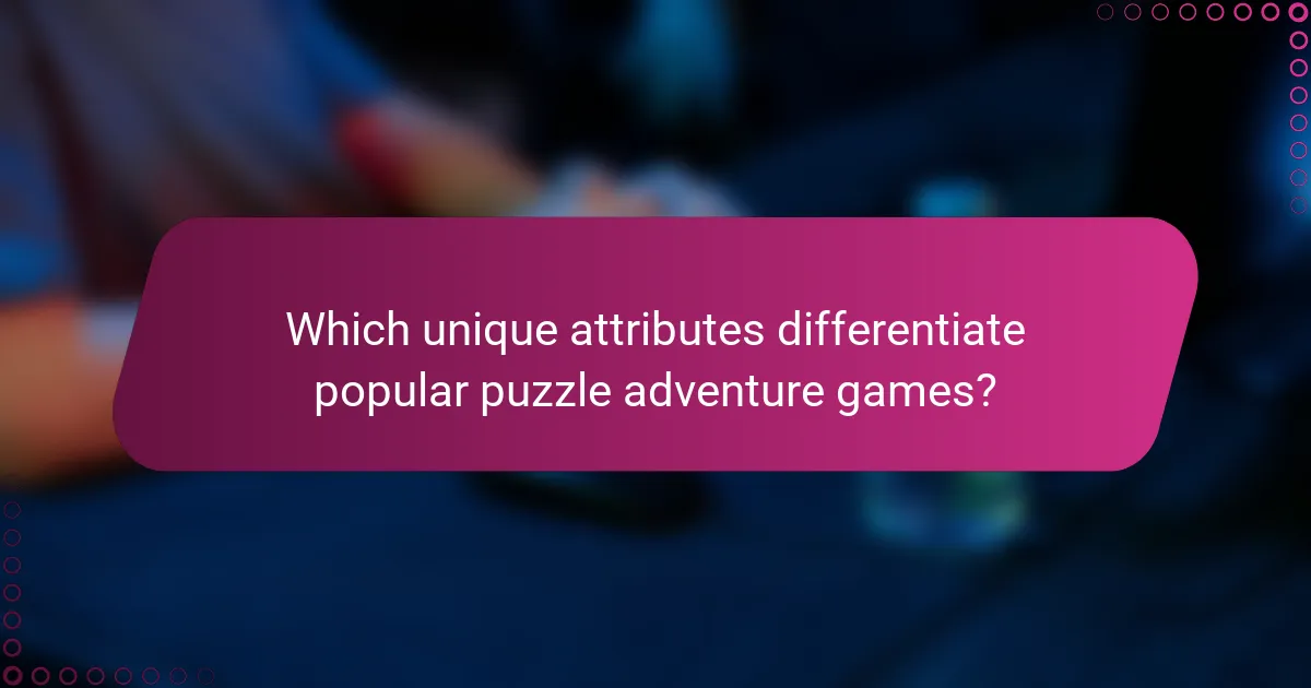 Which unique attributes differentiate popular puzzle adventure games?